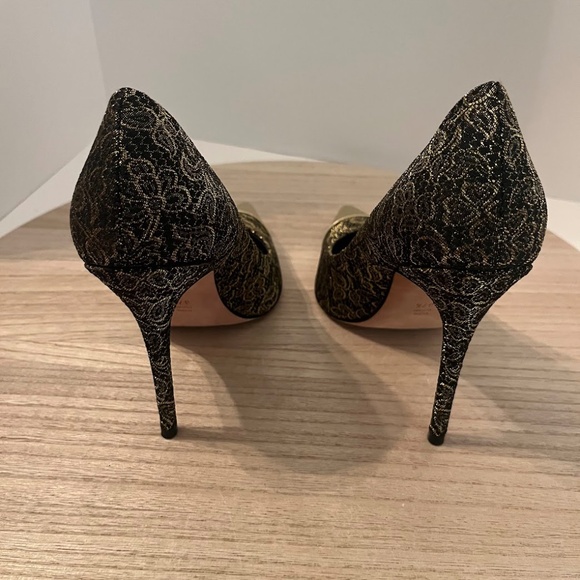 Jean-Michel Cazabat Women’s High Heel Pumps Black Gold Lace Pointed Toe 37.5/7.5 - Picture 3 of 7